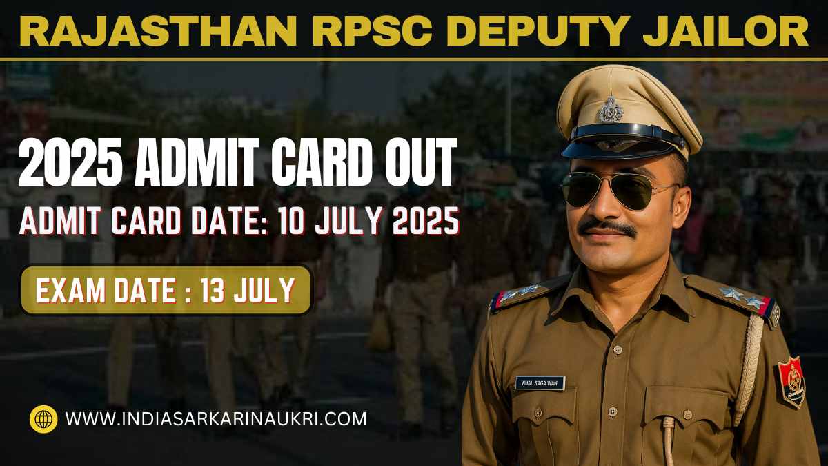 Rajasthan RPSC Deputy Jailor Admit Card 2025 Out